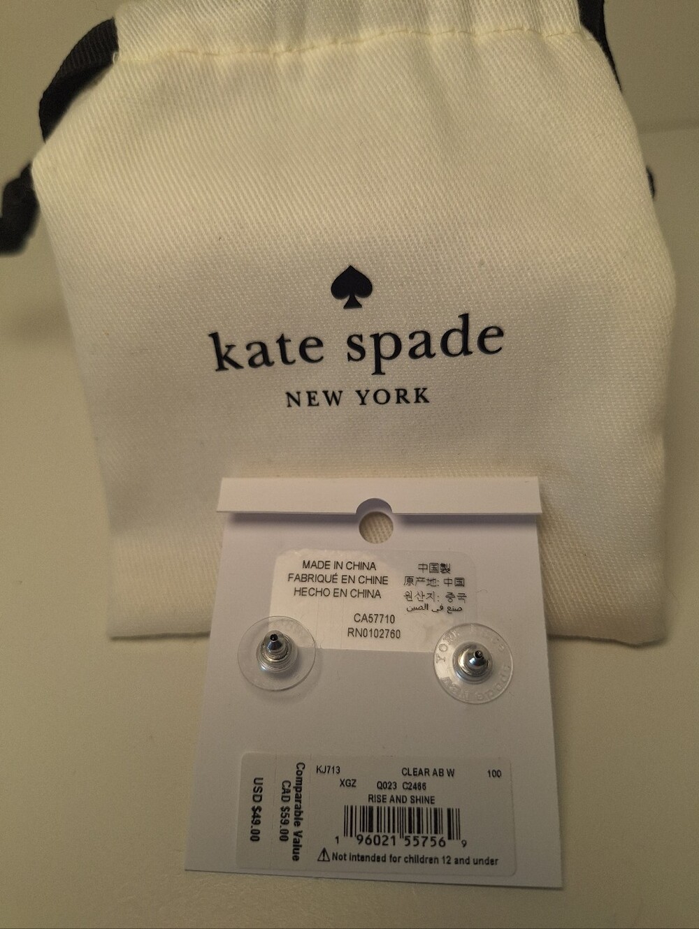 Kate Spade Rise & Shine Silver Stud Earrings NWT - Picture 4 of 4